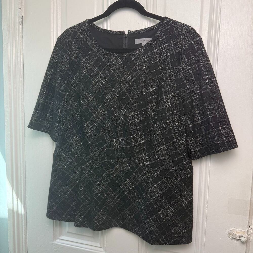 Classiques Entier Plaid Lined Top Womens XL Black Grey Wool Blend Used